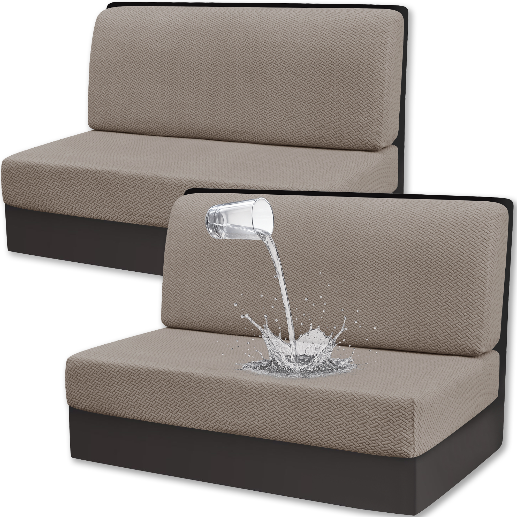 JUIN Waterproof RV Dinette Cushion Covers: 2 Set Camper Seat Cover Khaki