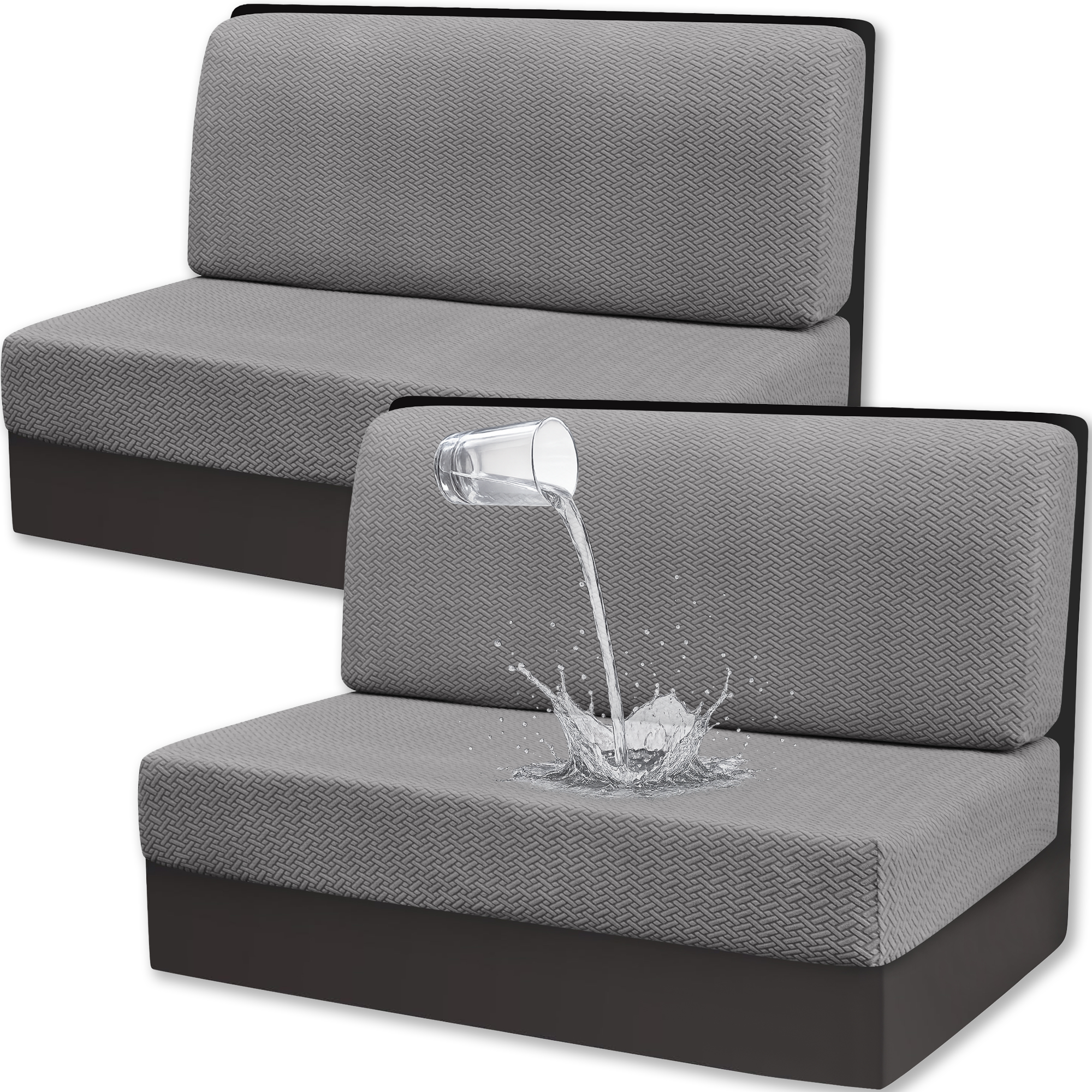 JUIN Waterproof RV Dinette Cushion Covers: 2 Set Camper Seat Cover Gray