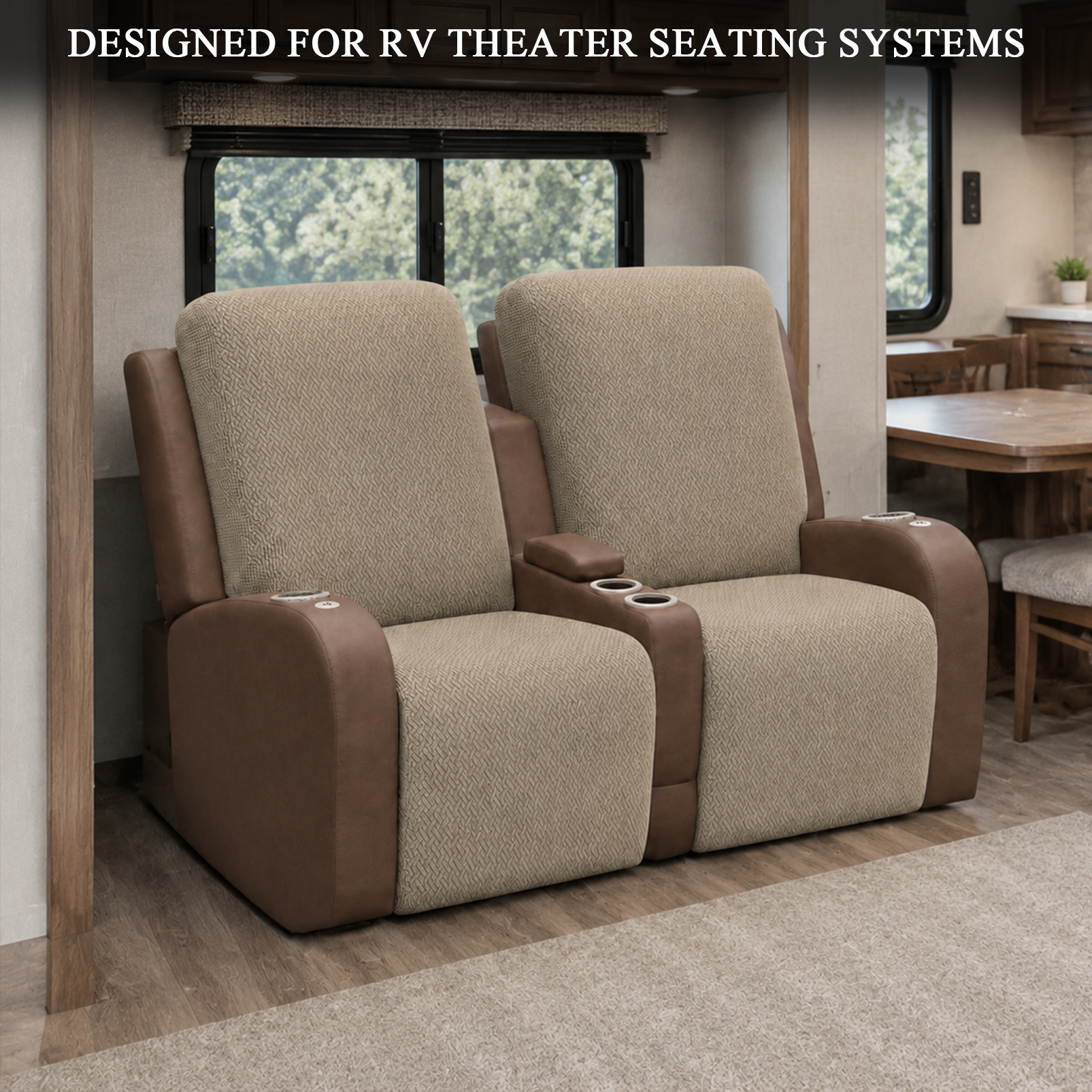 JUIN RV Recliner Loveseat Cover Set of 4 for Camper Theater Seating Khaki