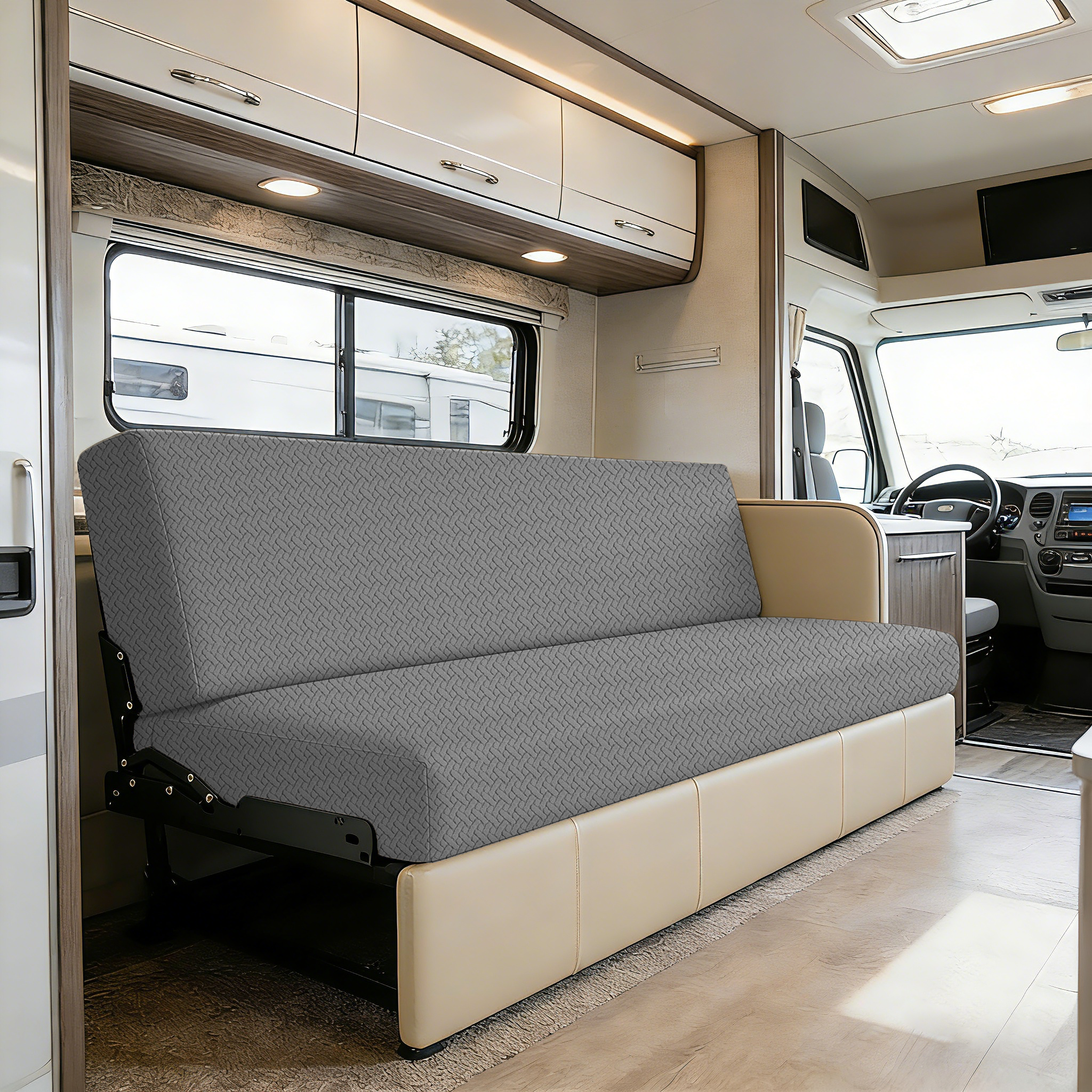 JUIN RV Couch Cover: 2 PCS Camper Couch Cover for Jackknife Sofa Bed Gray