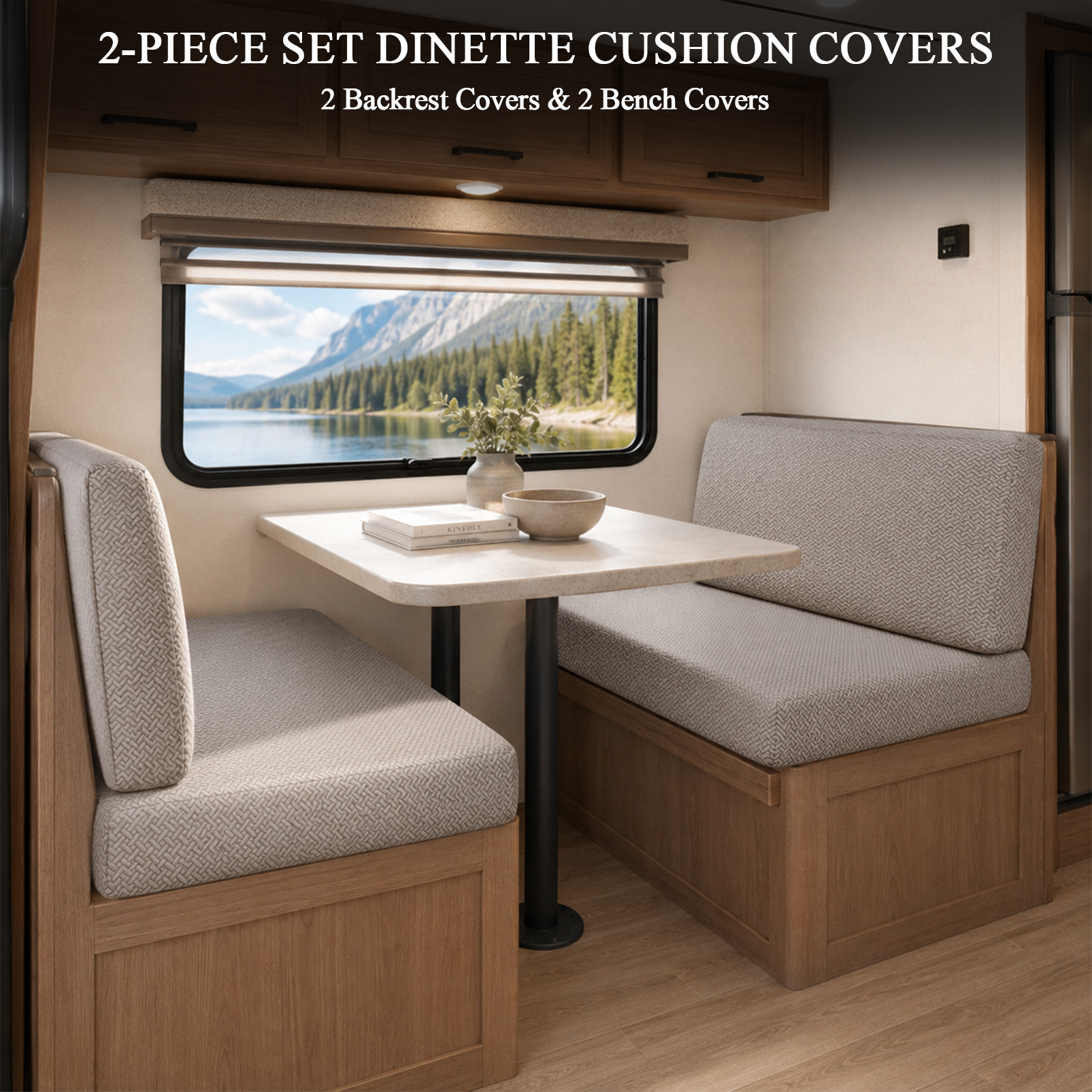 JUIN Waterproof RV Dinette Cushion Covers: 2 Set Camper Seat Cover Khaki