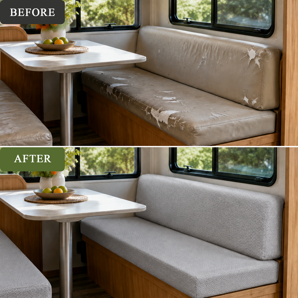JUIN Waterproof RV Dinette Cushion Covers: 2 Set Camper Seat Cover Gray