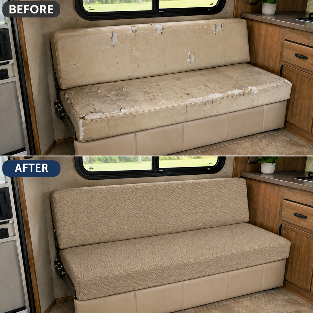 JUIN Waterproof RV Couch Cover: 2 PCS Camper Cover for Jackknife Sofa Khaki