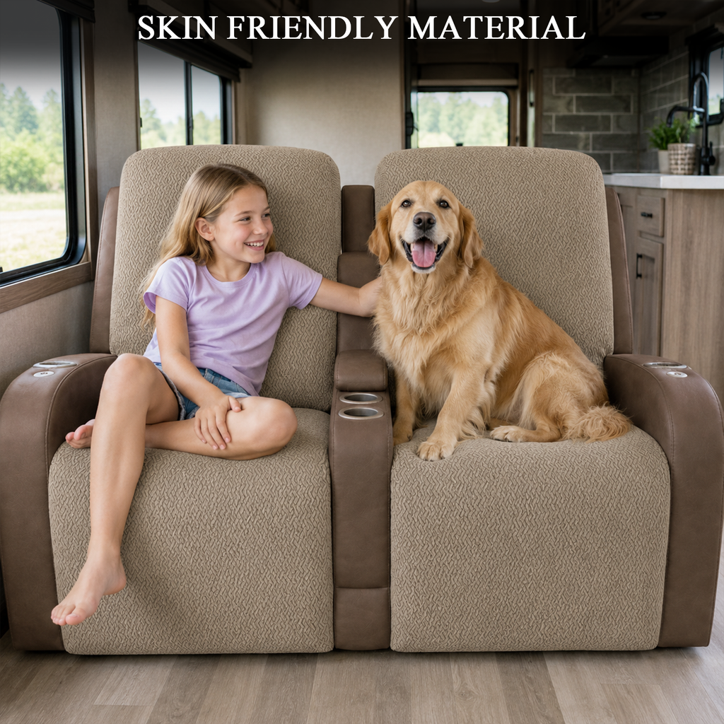JUIN RV Recliner Loveseat Cover Set of 4 for Camper Theater Seating Khaki