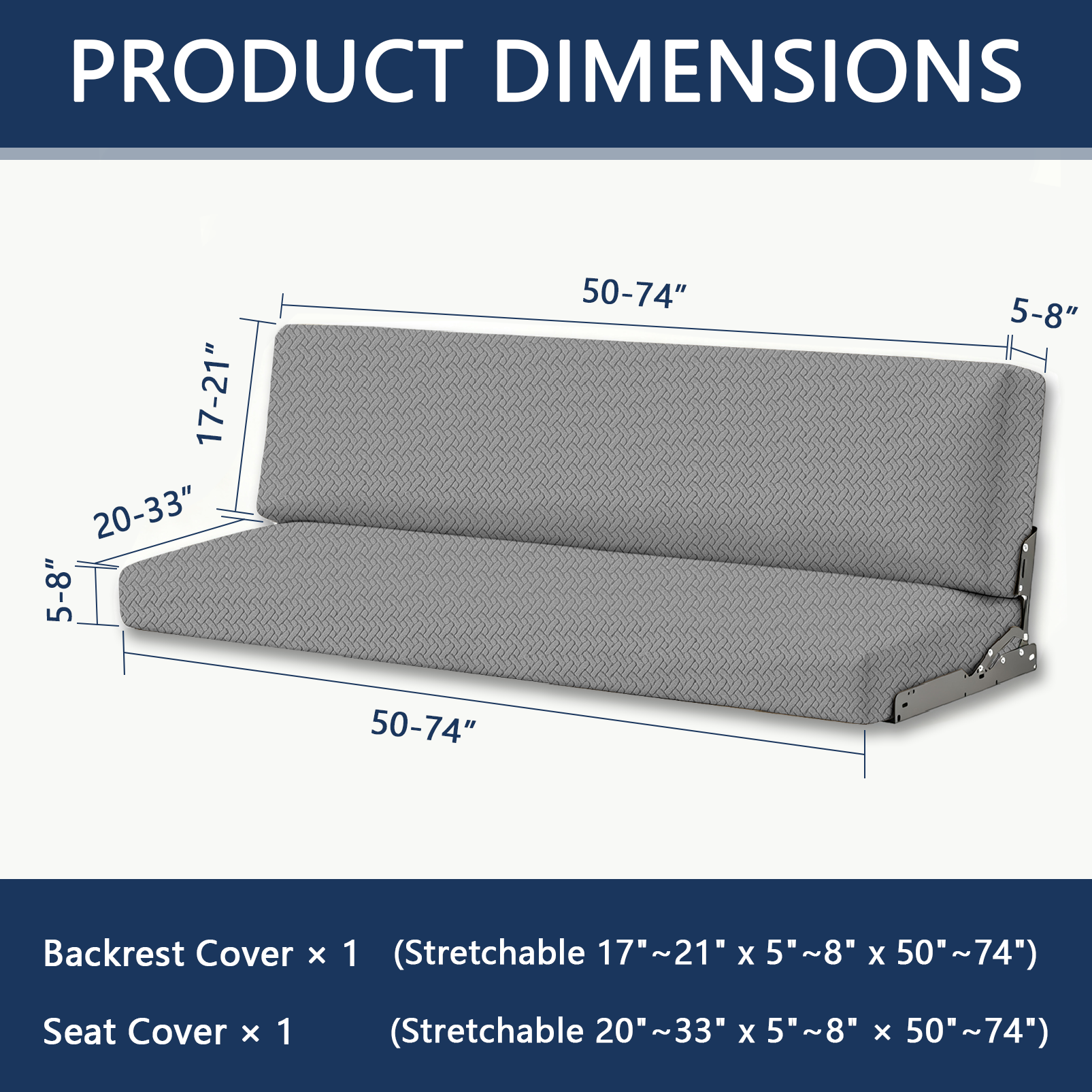 JUIN Waterproof RV Couch Cover: 2 PCS Camper Cover for Jackknife Sofa Gray