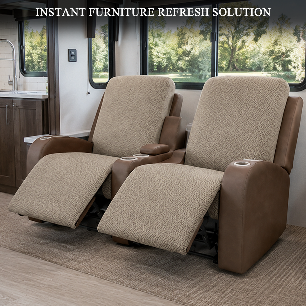 JUIN RV Recliner Loveseat Cover Set of 4 for Camper Theater Seating Khaki