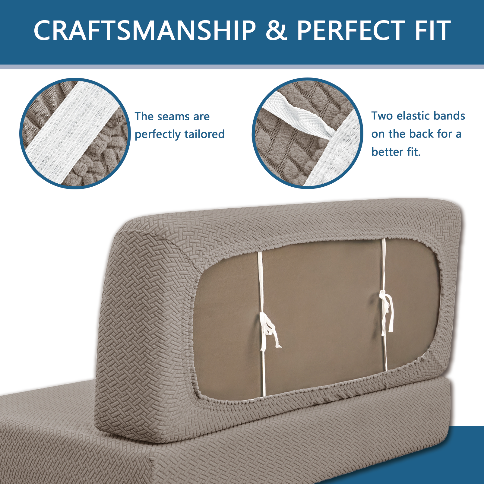 JUIN RV Couch Cover: 2 PCS Camper Couch Cover for Jackknife Sofa Bed Khaki