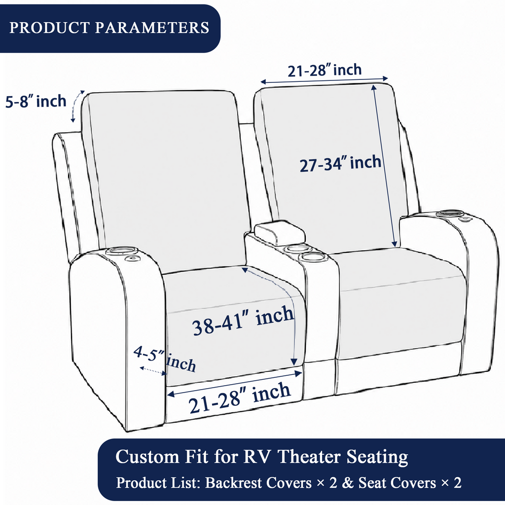JUIN RV Recliner Loveseat Cover Set of 4 for Camper Theater Seating Khaki