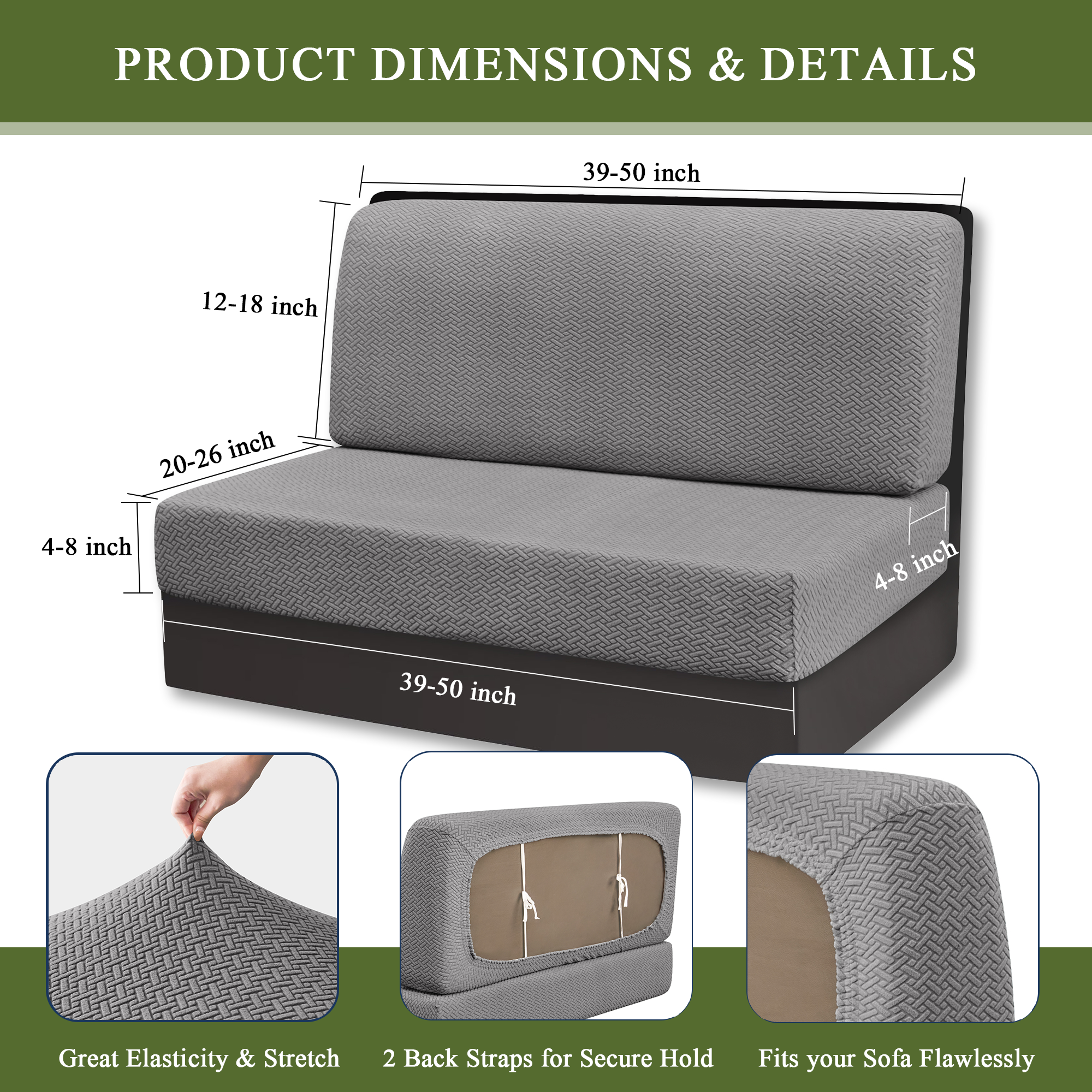 JUIN Waterproof RV Dinette Cushion Covers: 2 Set Camper Seat Cover Gray