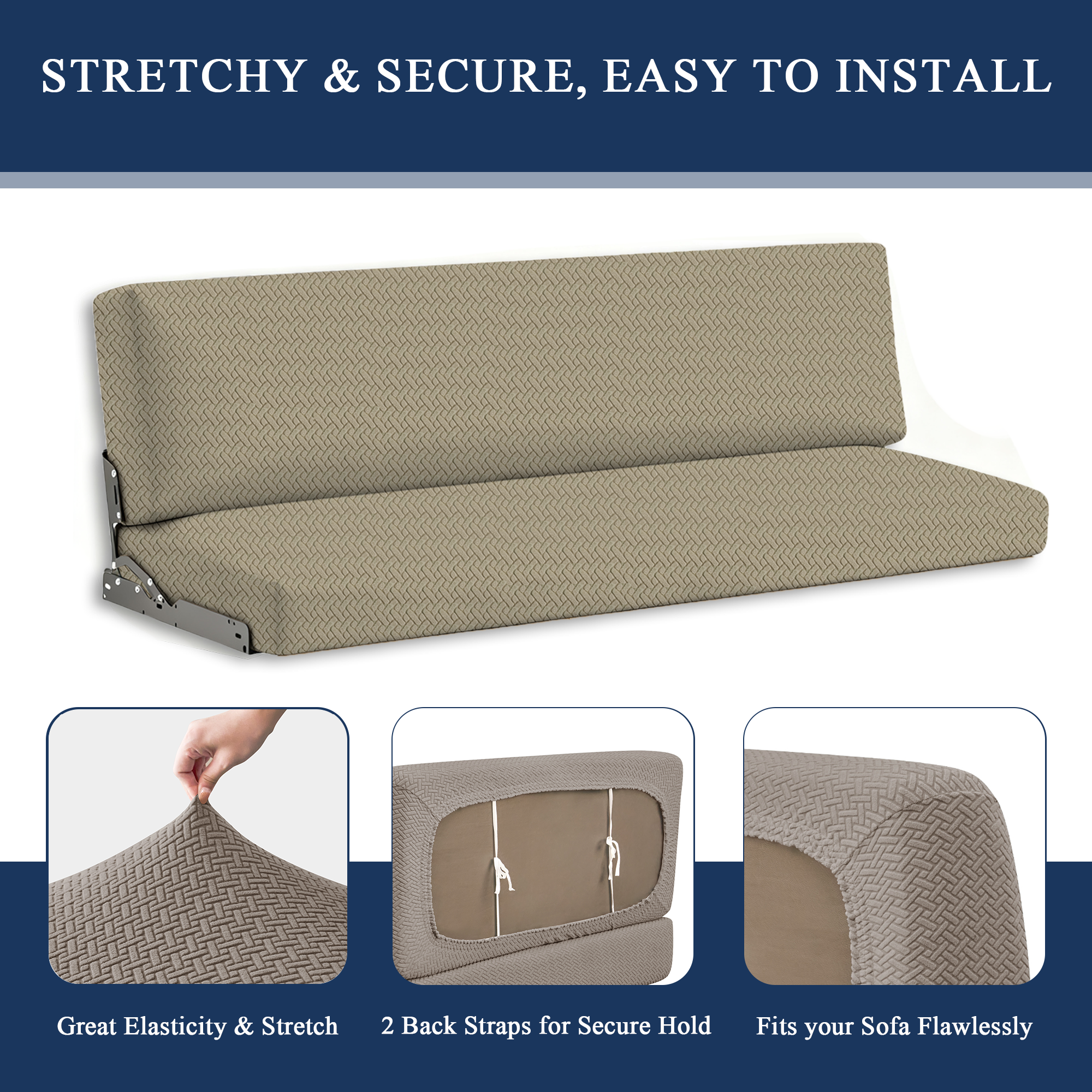 JUIN Waterproof RV Couch Cover: 2 PCS Camper Cover for Jackknife Sofa Khaki