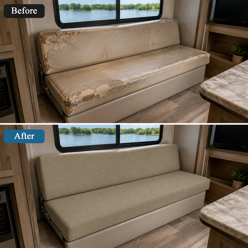 JUIN RV Couch Cover: 2 PCS Camper Couch Cover for Jackknife Sofa Bed Khaki