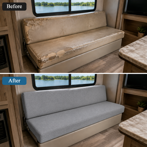 JUIN RV Couch Cover: 2 PCS Camper Couch Cover for Jackknife Sofa Bed Gray