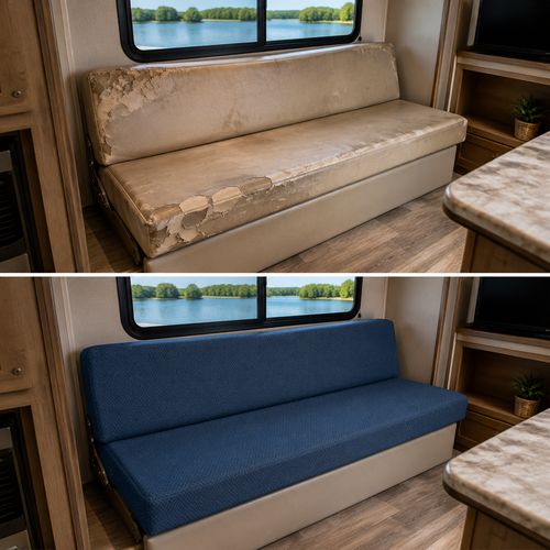 JUIN RV Couch Cover: 2 PCS Camper Couch Cover for Jackknife Sofa Bed Blue